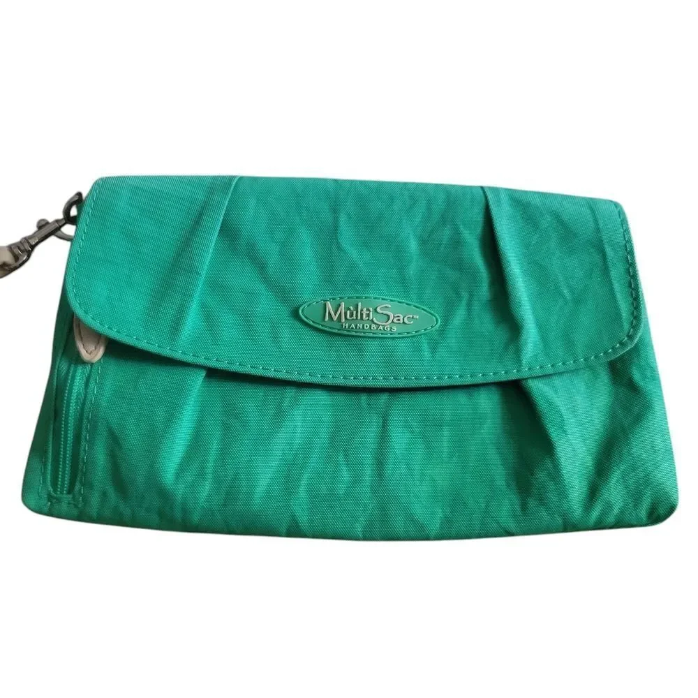 Multi Green Clutch with Wristlet and Textured Finish